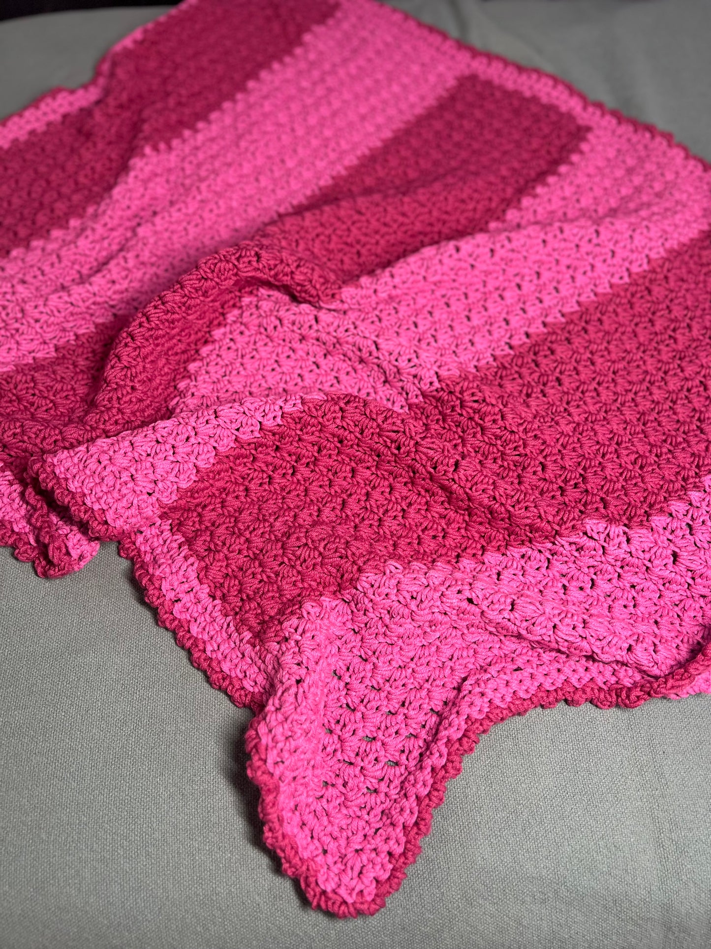 Pink Stripe Crochet Blanket