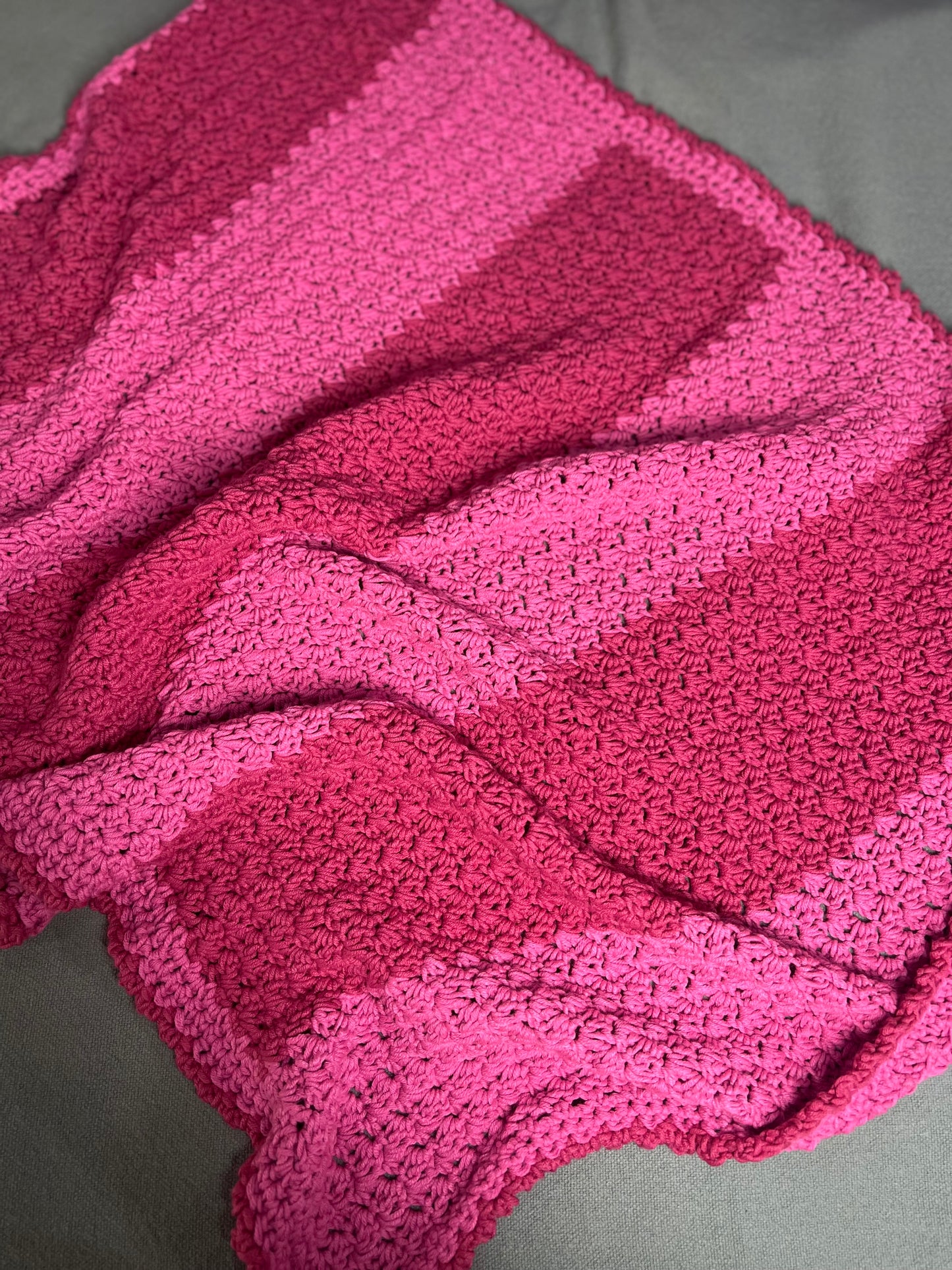 Pink Stripe Crochet Blanket